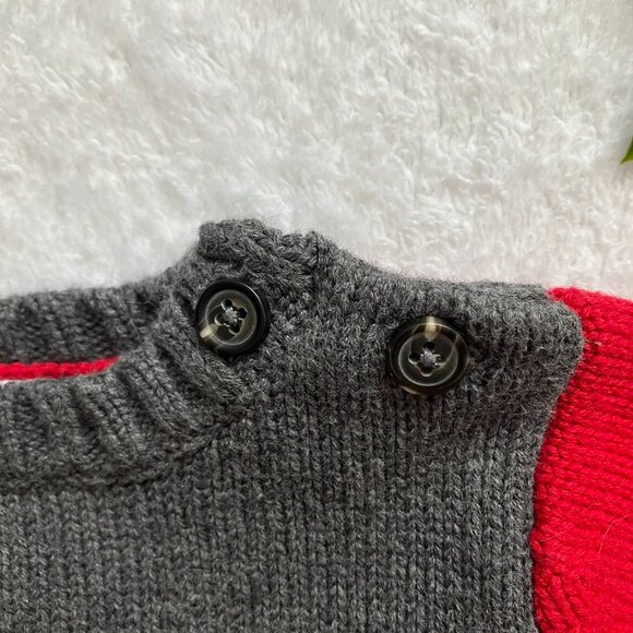Gymboree Baby Sweater 6-12M Red Grey Moose Knit Pullover | Holiday Winter VGUC - Picture 3 of 16